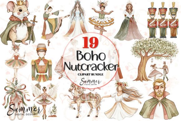 Boho Nutcracker Magical Christmas Illustrations