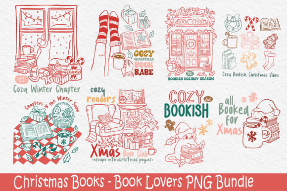 Christmas Books PNG Bundle: Festive Illustrations