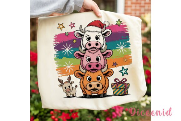 Cute Stacked Christmas Cows PNG Clipart Review