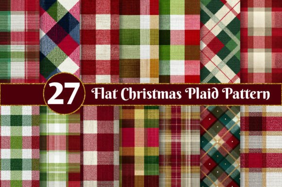 Flat Christmas Plaid Pattern: Festive Illustrations for Brands