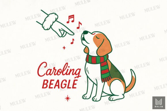 Funny Christmas Beagle Dog Sublimation Illustrations