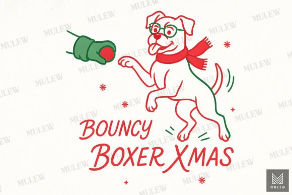Funny Christmas Boxer Dog Sublimation Illustrations