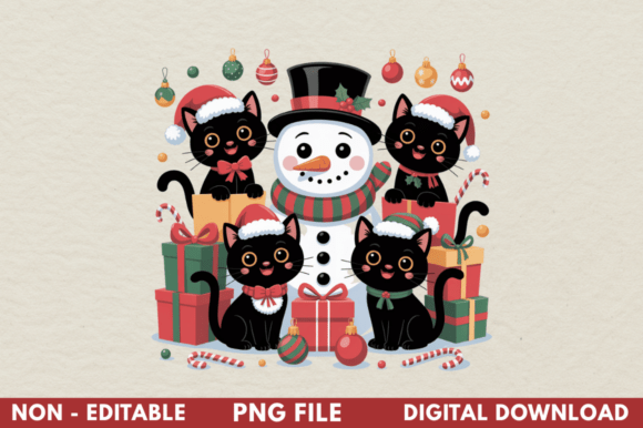 Funny Christmas Cat PNG: Festive Illustrations