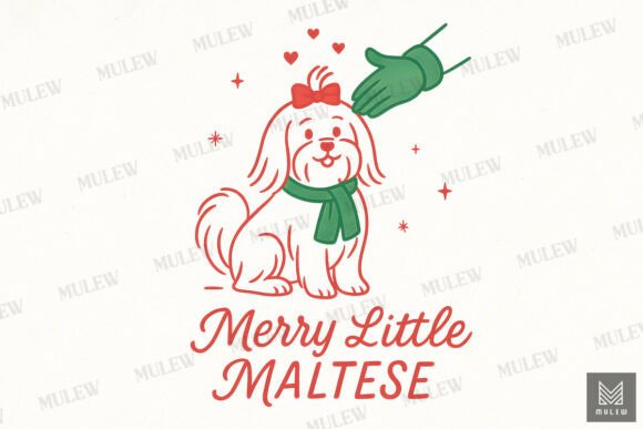 Funny Christmas Maltese Dog Sublimation Illustrations