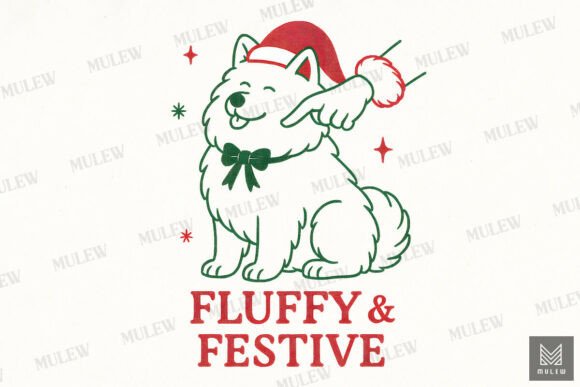 Funny Christmas Samoyed Dog Sublimation: Illustrations