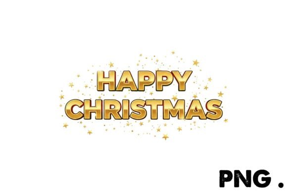 Golden Happy Christmas PNG: Premium Illustrations