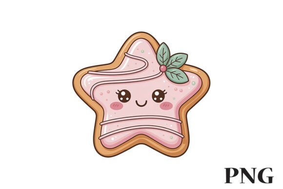 Kawaii Christmas Star Cookie Clipart PNG Review