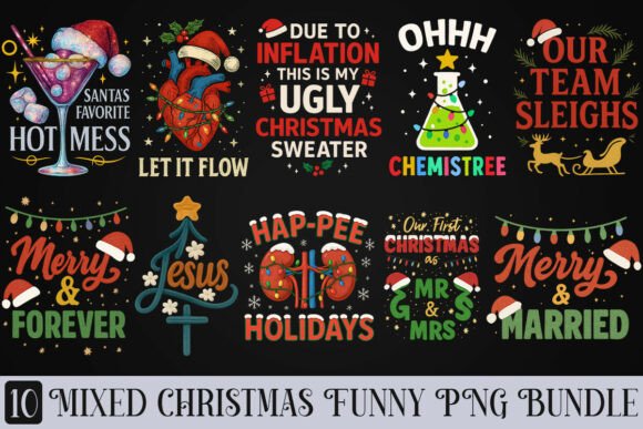 Mixed Christmas Funny PNG Bundle: Illustrations Review
