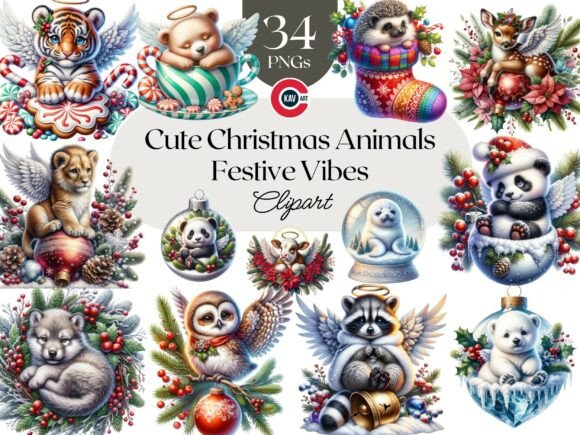 Review: Christmas Animal Angel Clipart Bundle Illustrations