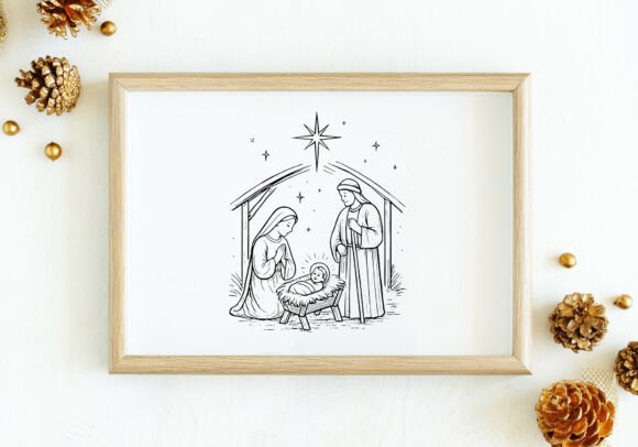 Reviewing Christmas Nativity, PNG SVG EPS Illustrations