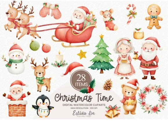 Reviewing Christmas Time Watercolor Clipart Illustrations