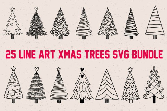 Reviewing the 25 Line Art Christmas Trees SVG Bundle