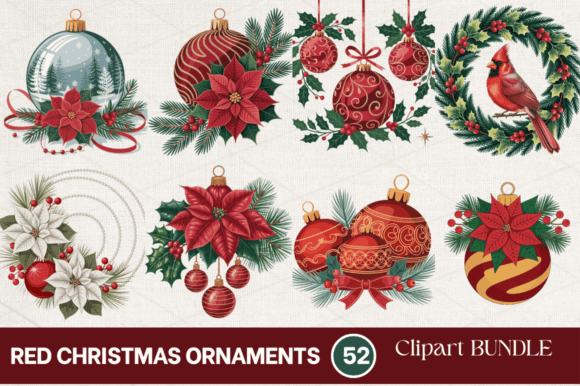 Reviewing the Red Christmas Ornaments Clipart Bundle