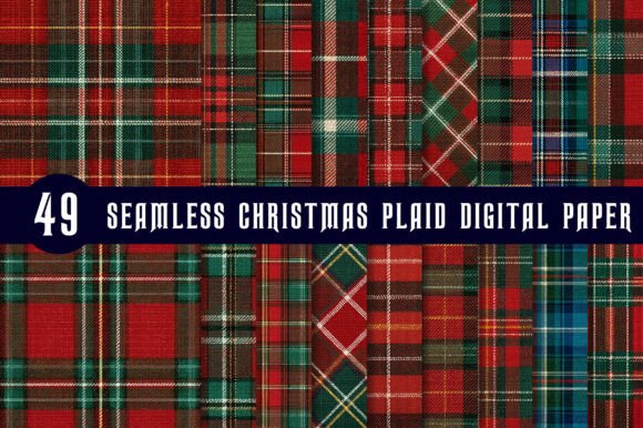 Seamless Christmas Plaid: Festive Illustrations