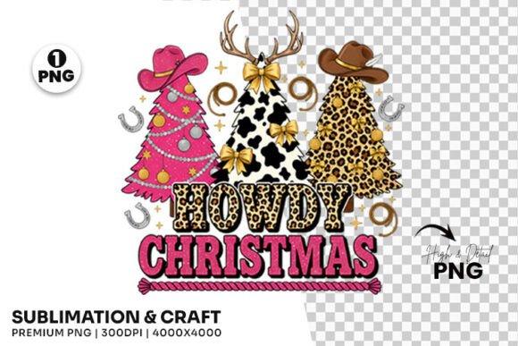 Western Trees Christmas Sublimation PNG: Editorial Illustrations